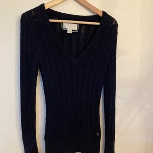 Navy blue all-over cable knit sweater Size L
